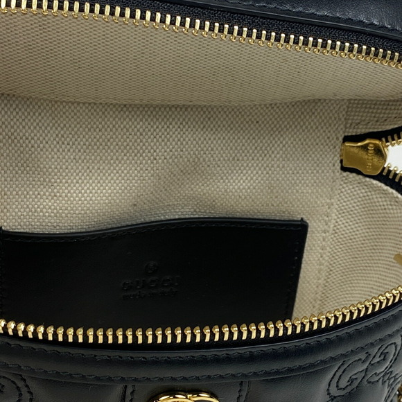 Gucci GG Matelasse Vanity Bag Shoulder Bag Chain Black Leather - Picture 9 of 10